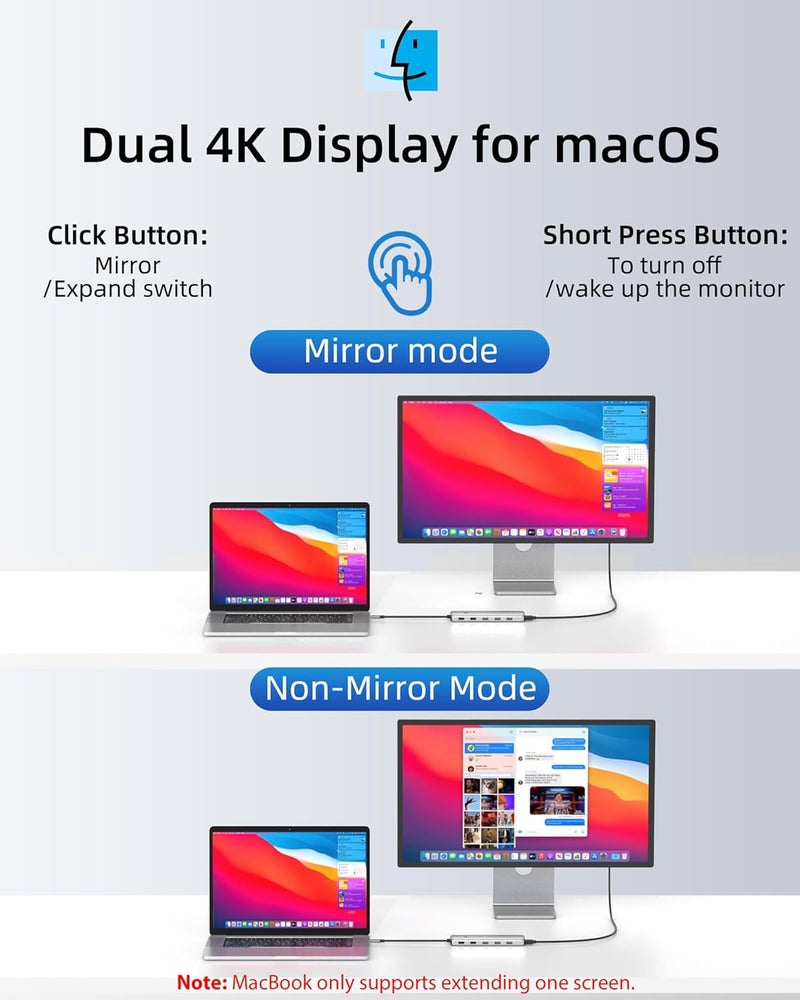 LIONWEI محطة إرساء لابتوب 13 في 1، شاشة مزدوجة ثلاثية 4K، 8 منافذ USB C/A، إيثرنت، صوت، محور USB C لماك بوك، ديل، HP، لينوفو، سيرفيس - Image 4